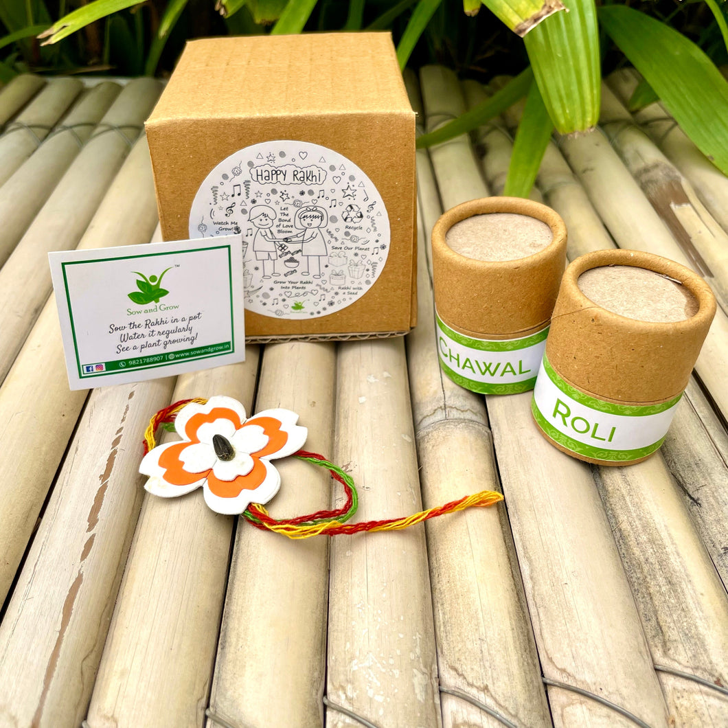 Seed Paper Rakhi with Roil Chawal Combo