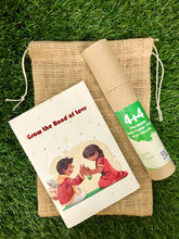 Load image into Gallery viewer, Rakhi themed Plantable Diary + 4 Plantable Pencils and 4 Plantable Pens in a Jute Bag
